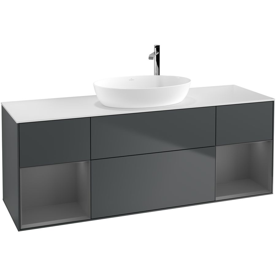 Wastafelonderkast Finion 1600x603x501mm Mid.Blue Matt Lacquer G981GKHG
