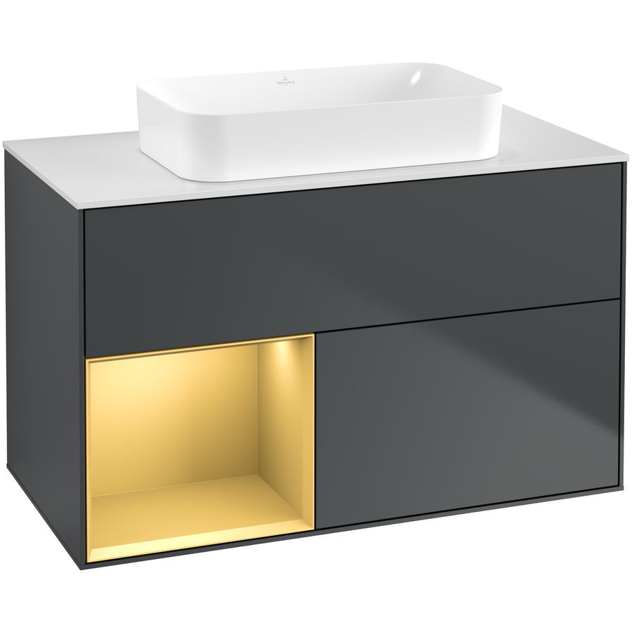 Wastafelonderkast Finion 1000x603x501mm Mid.Blue Matt Lacquer F651HFHG
