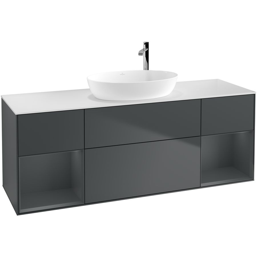 Wastafelonderkast Finion 1600x603x501mm Mid.Blue Matt Lacquer G981HGHG