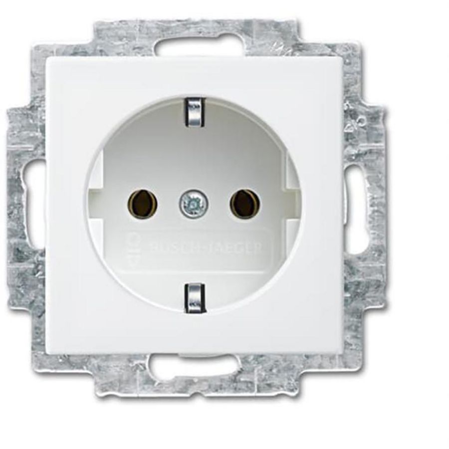 Wandcontactdoos randaarde Centraalplaat inbouw SI-B-alpin wit