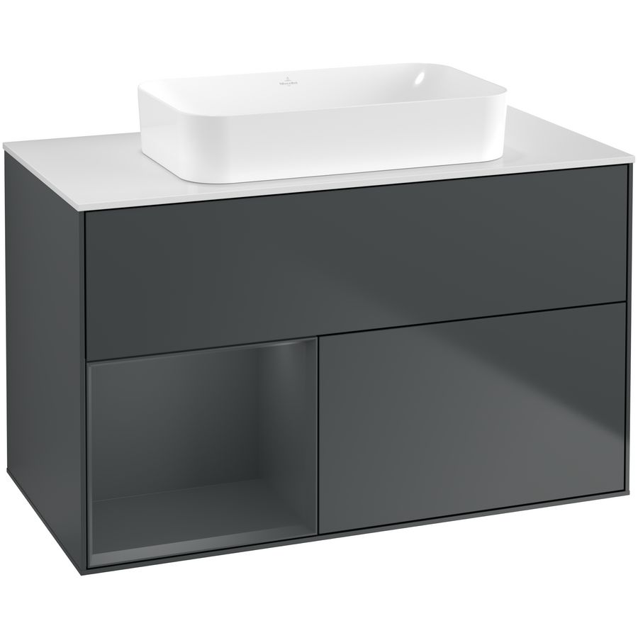 Wastafelonderkast Finion 1000x603x501mm Mid.Blue Matt Lacquer F651HGHG