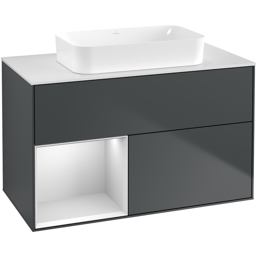 Wastafelonderkast Finion 1000x603x501mm Mid.Blue Matt Lacquer F651MTHG