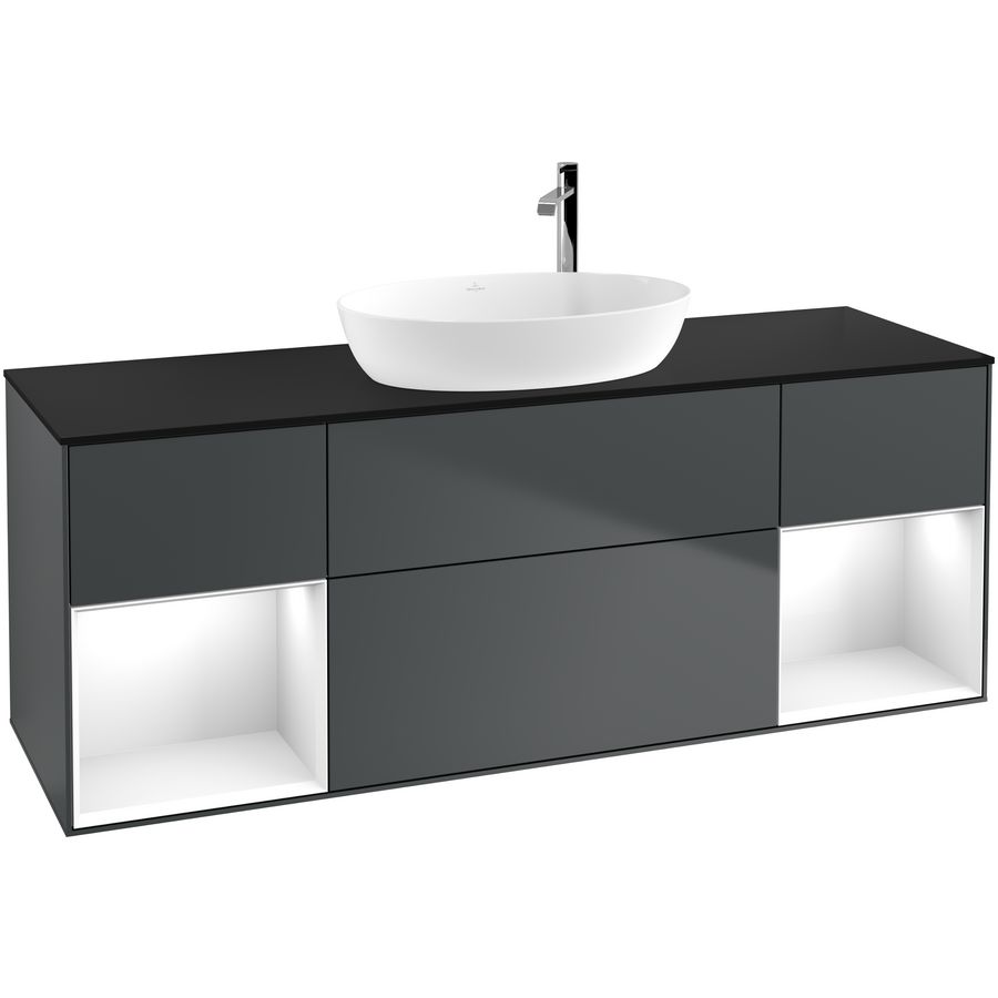 Wastafelonderkast Finion 1600x603x501mm Mid.Blue Matt Lacquer G982GFHG