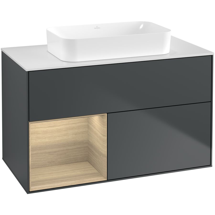 Wastafelonderkast Finion 1000x603x501mm Mid.Blue Matt Lacquer F651PCHG