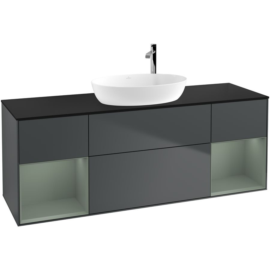 Wastafelonderkast Finion 1600x603x501mm Mid.Blue Matt Lacquer G982GMHG