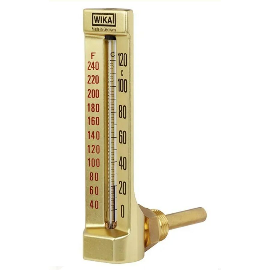 Staafthermometer haaks 150x36mm W3211 alu. 0°..60°C insteekl. 63mm 1/2"bt.