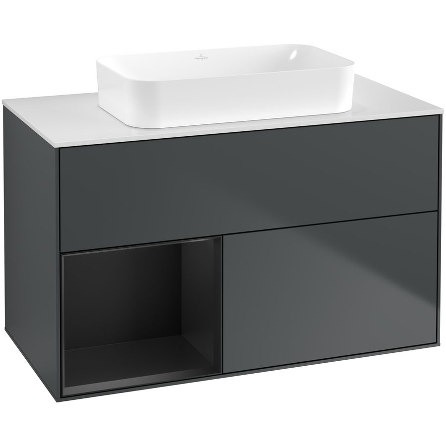 Wastafelonderkast Finion 1000x603x501mm Mid.Blue Matt Lacquer F651PDHG