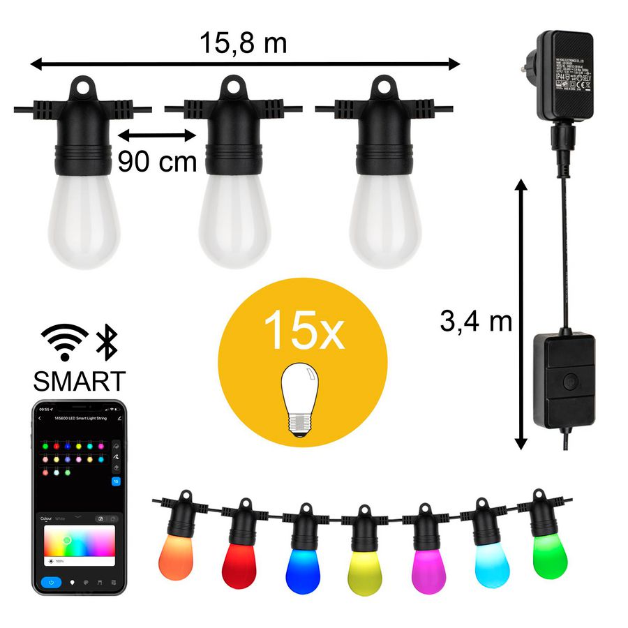 Lichtkabel Smart Bluetooth+WiFi 12W 15x ST45 2700-6500K IP44