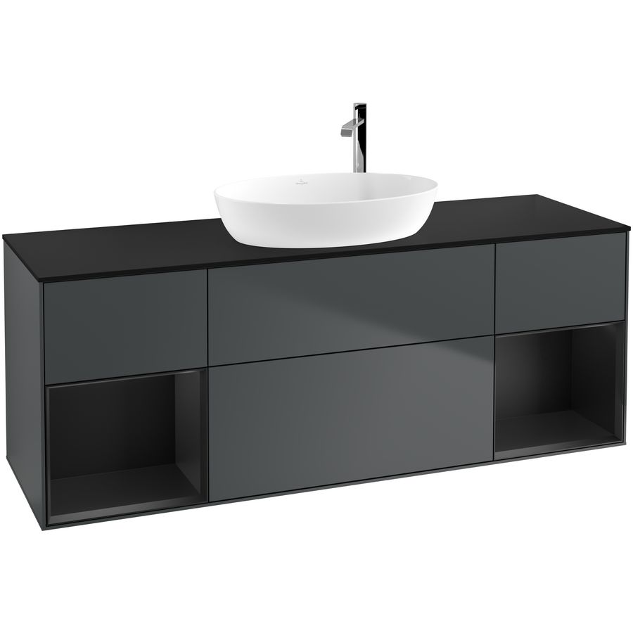 Wastafelonderkast Finion 1600x603x501mm Mid.Blue Matt Lacquer G982PDHG