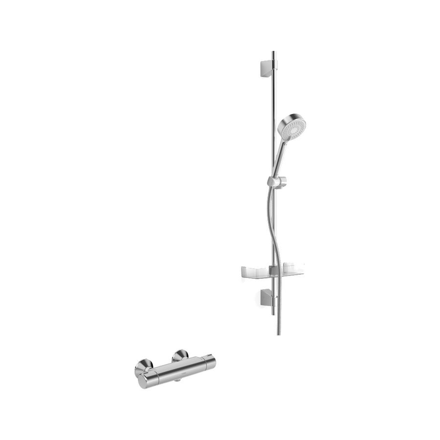 Micra doucheset / renovatieset thermostaat150mm chroom incl. glijstangcomb. + s-koppelingen