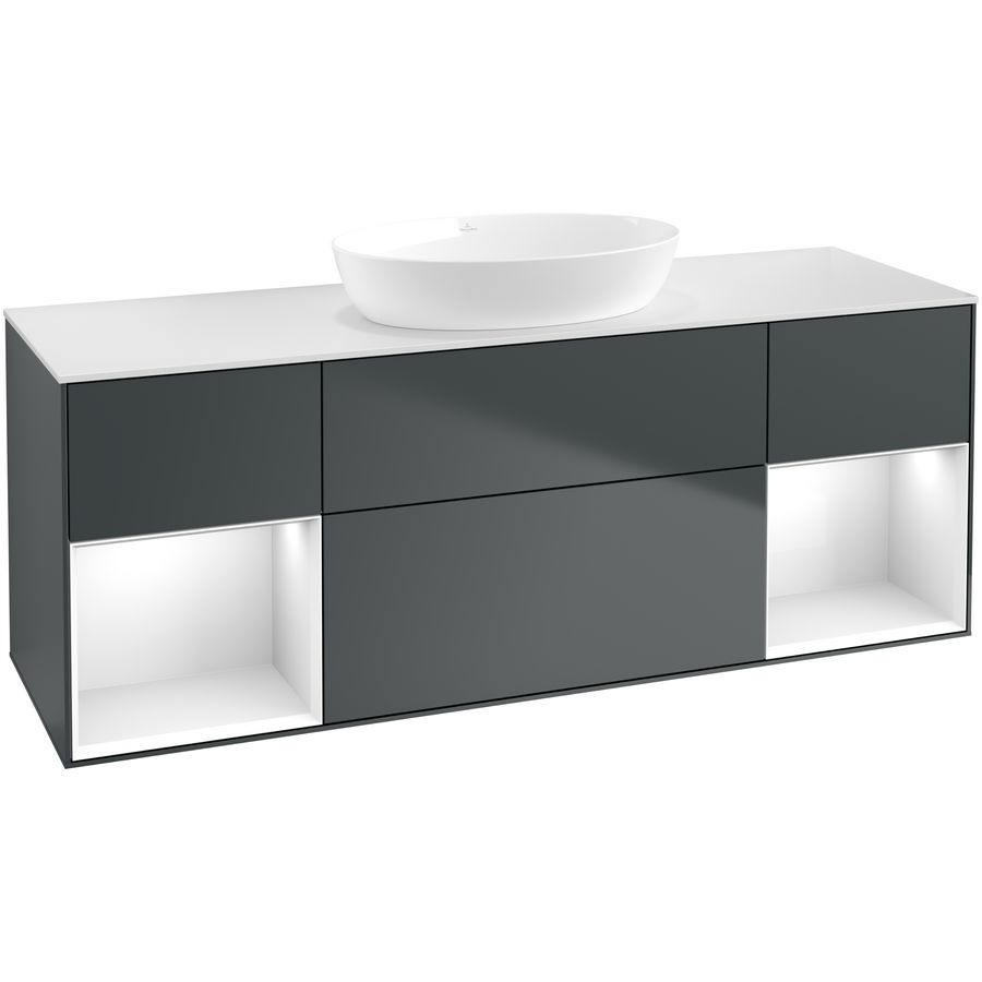 Wastafelonderkast Finion 1600x603x501mm Mid.Blue Matt Lacquer GD01GFHG