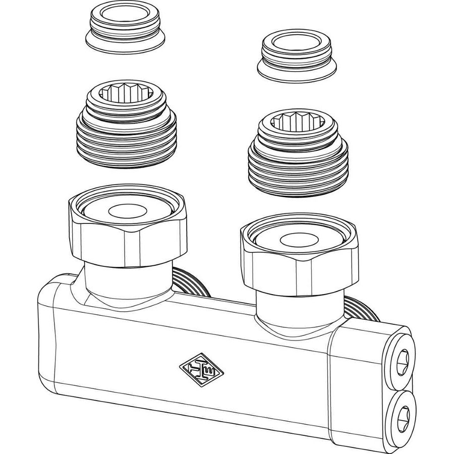 Wisselonderblok haaks G3/4" R1/2" 50mm