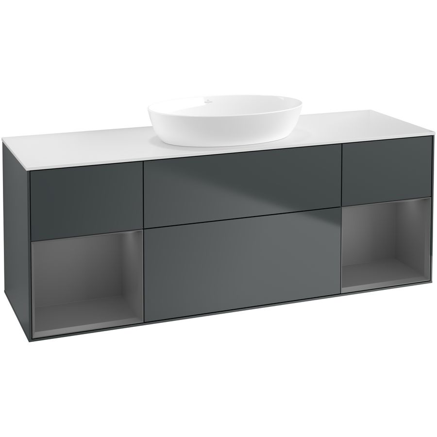 Wastafelonderkast Finion 1600x603x501mm Mid.Blue Matt Lacquer GD01GKHG