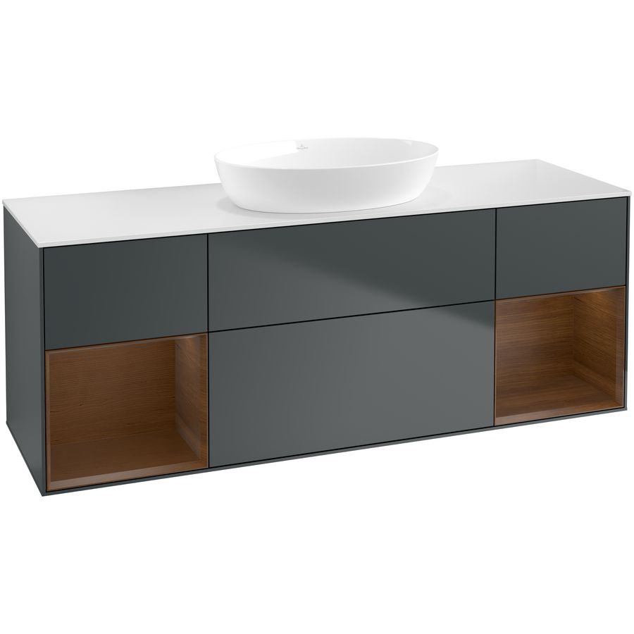 Wastafelonderkast Finion 1600x603x501mm Mid.Blue Matt Lacquer GD01GNHG