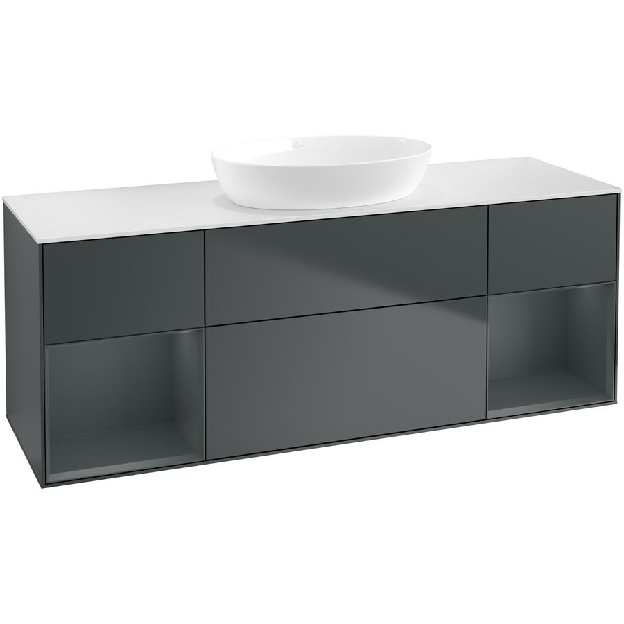 Wastafelonderkast Finion 1600x603x501mm Mid.Blue Matt Lacquer GD01HGHG