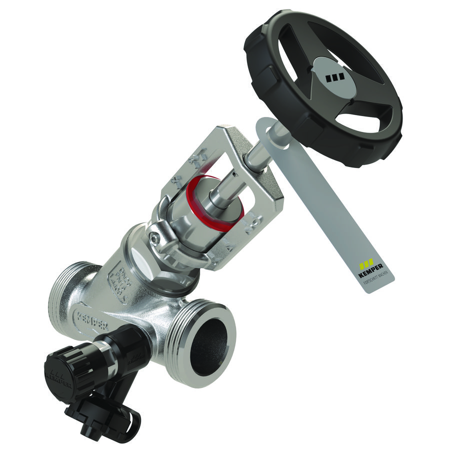 Inregelafsluiter van rvs met aftapper bt DN15