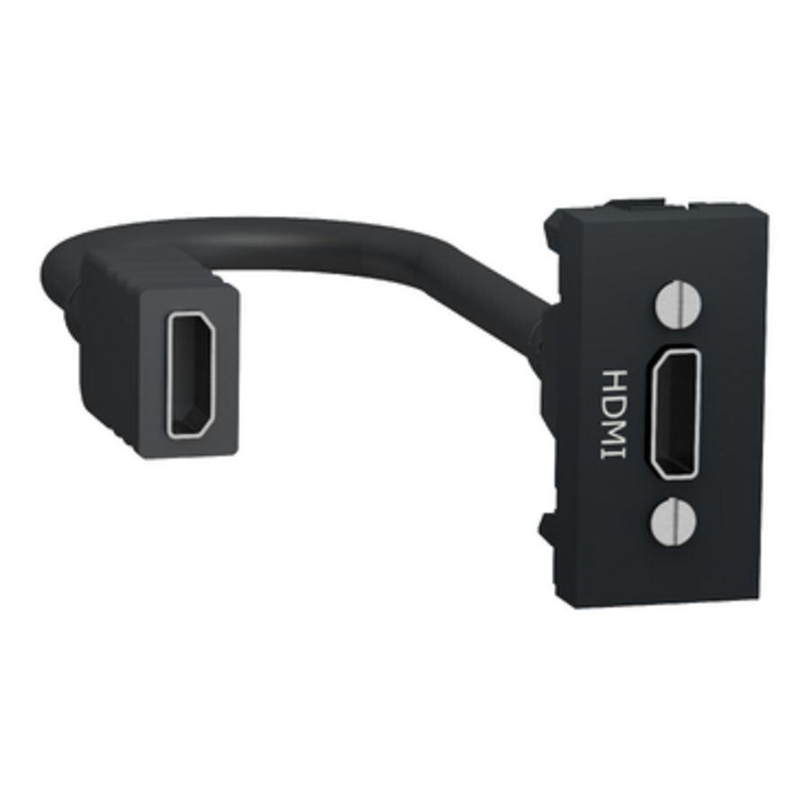 HDMI connector voorbedraad 1 Module Antraciet Unica