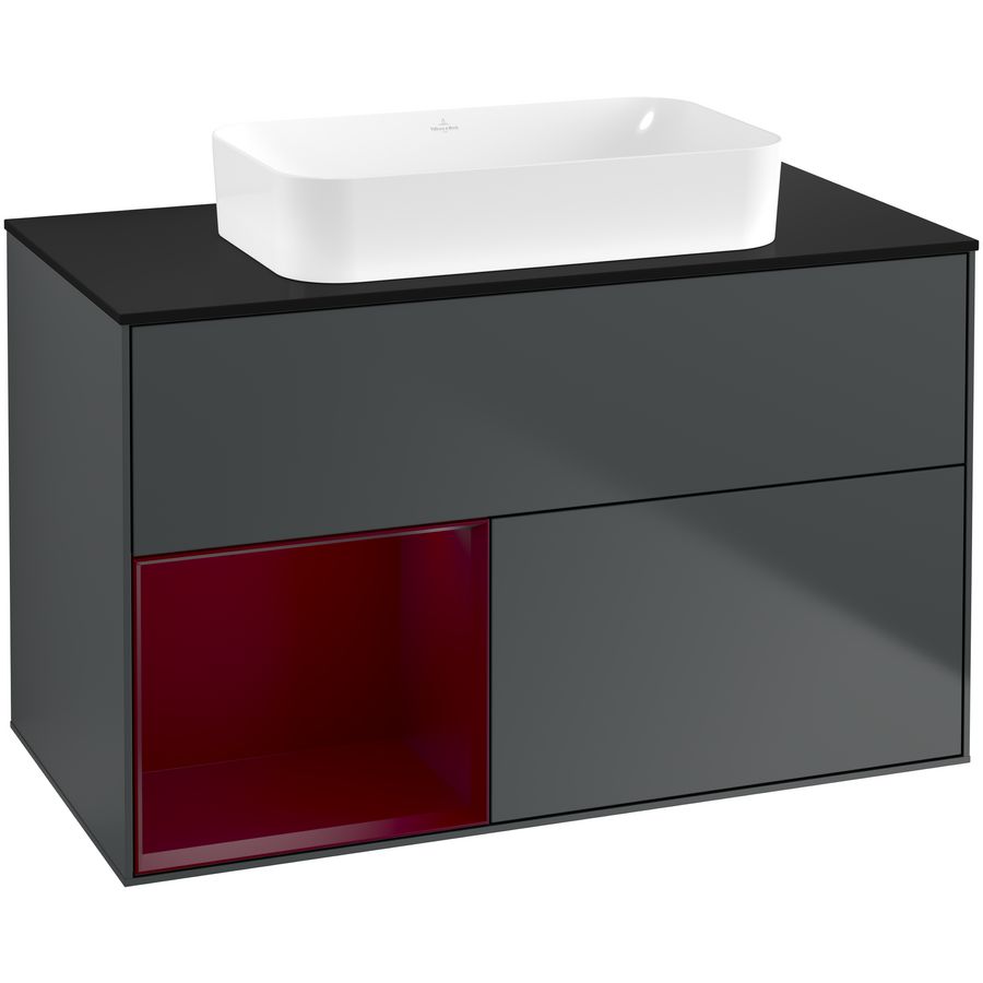 Wastafelonderkast Finion 1000x603x501mm Mid.Blue Matt Lacquer F652HBHG