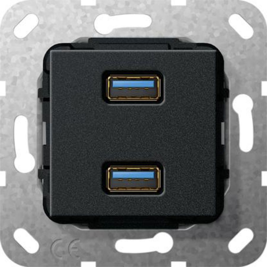 USB 3.0 A 2-voudig kppl. Basiselement zwart m