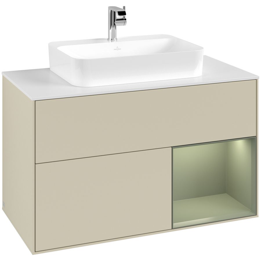 Wastafelonderkast Finion 1000x603x501mm S.Grey Matt Lacquer G371GMHJ