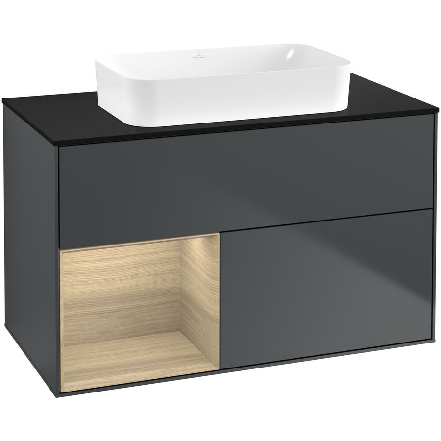 Wastafelonderkast Finion 1000x603x501mm Mid.Blue Matt Lacquer F652PCHG
