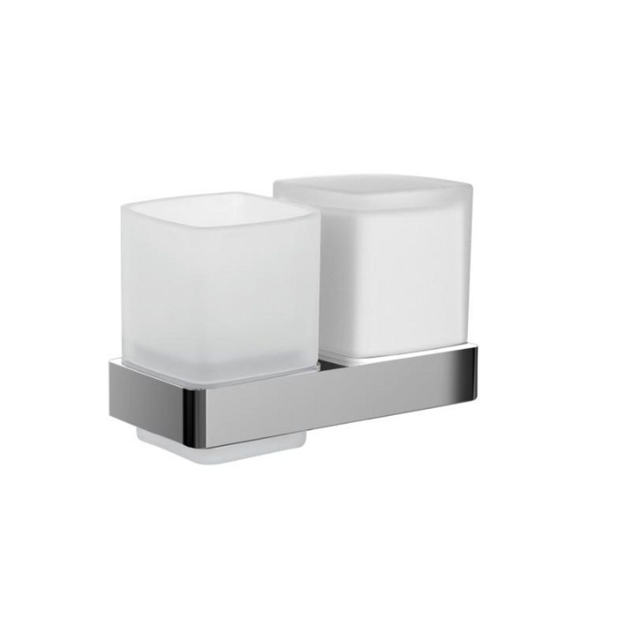 Loft glashouder/zeepdispenser stolpbeker gesatineerd chroom