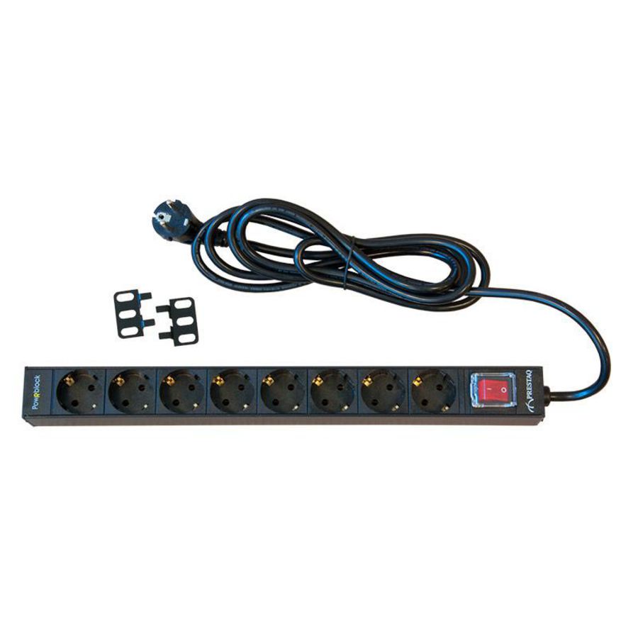 PowRblock 19" Horizontal Master lighted switch 8 x Schuko