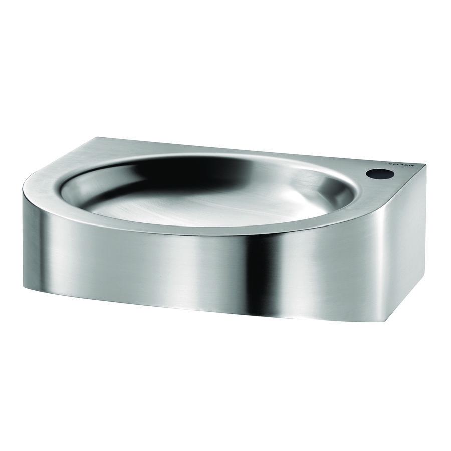 Wastafel vert. uitgang kraangat Ø35 R XS RVS 304 mat