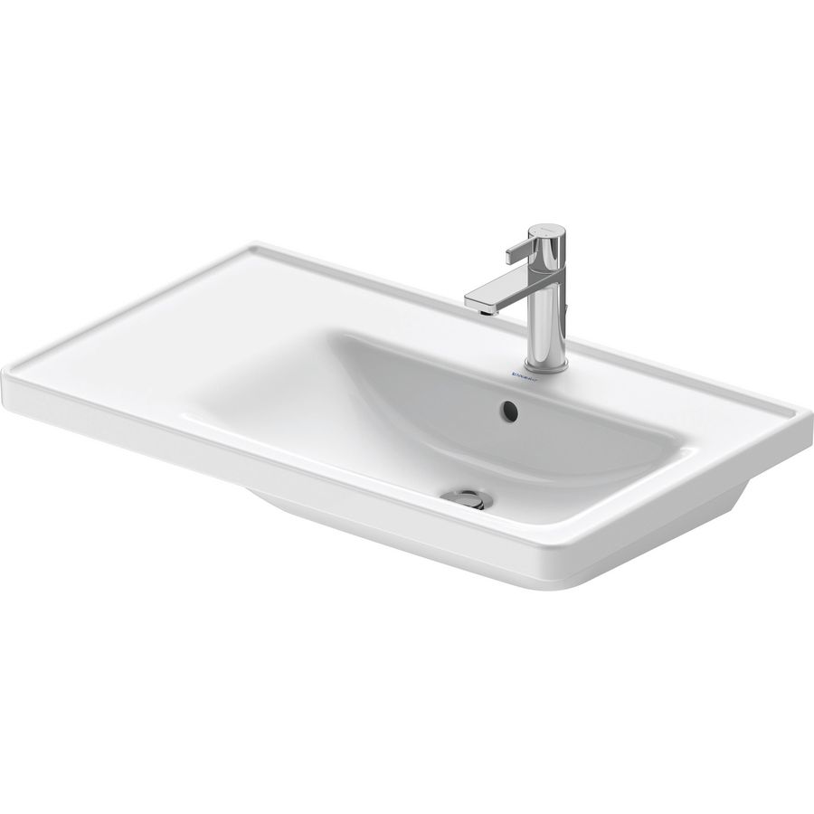 D-NEO #237080 wastafel 800mm wit met kraangat met overloop