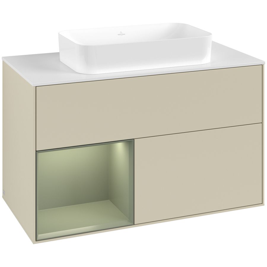 Wastafelonderkast Finion 1000x603x501mm S.Grey Matt Lacquer G651GMHJ