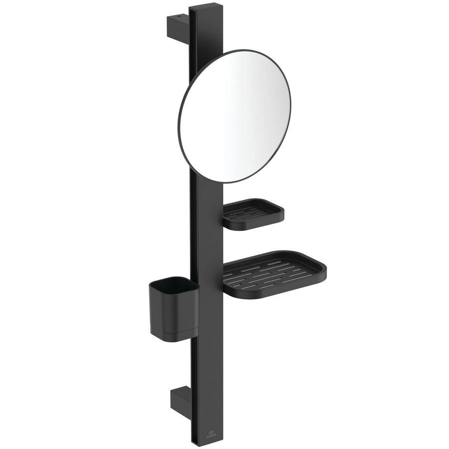 Accessoire bar Alu+ S700 met spiegel rond ø200mm Silk Black incl. bevestigingsmateriaal