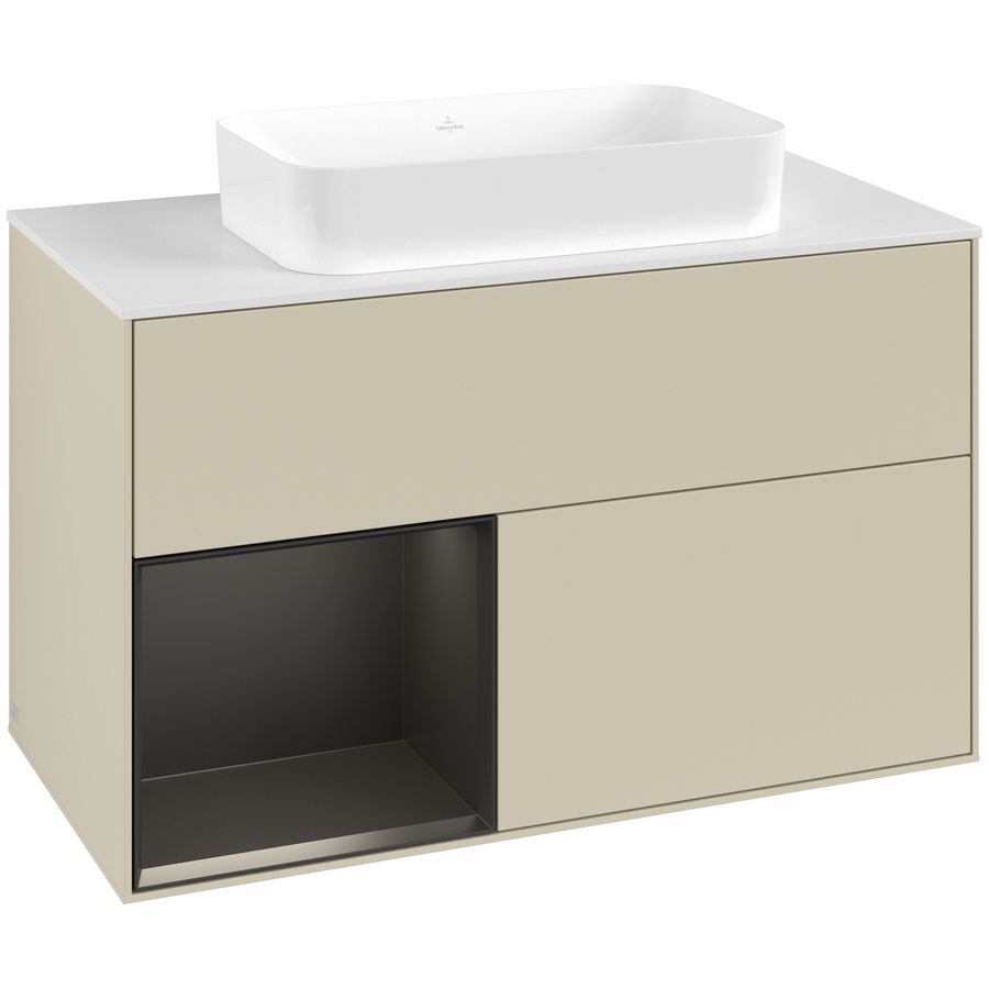Wastafelonderkast Finion 1000x603x501mm S.Grey Matt Lacquer G651PDHJ