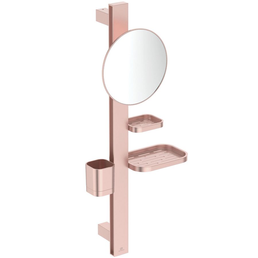Accessoire bar Alu+ S700 met spiegel rond ø200mm Rose incl. bevestigingsmateriaal