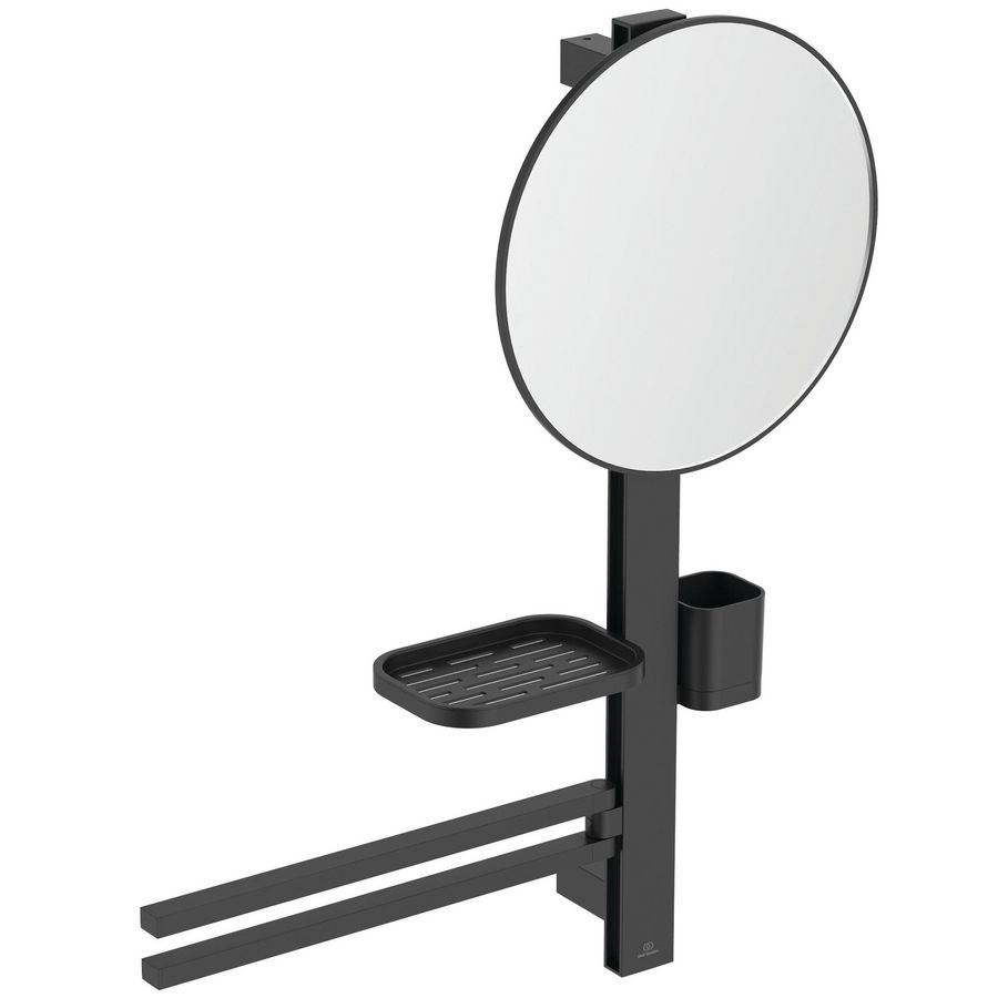 Accessoire bar Alu+ M700 met spiegel rond ø320mm Silk Black incl. bevestigingsmateriaal