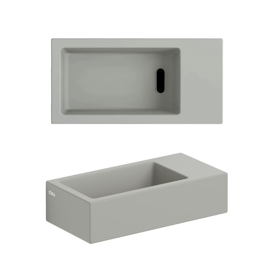 Flush 3 fontein zndr kraangat plug rechts mat grijs keramiek