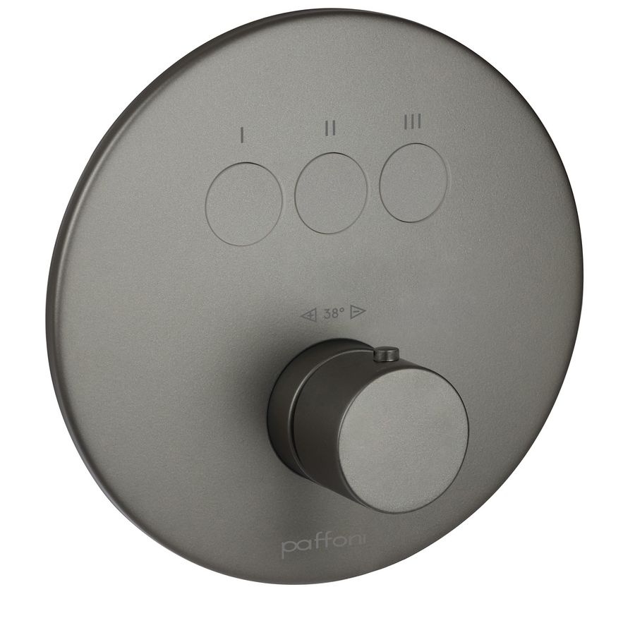 Afbouwdeel CPT019 v. douchemengkraan rond 3 uitgangen thermostatisch mercury grijs