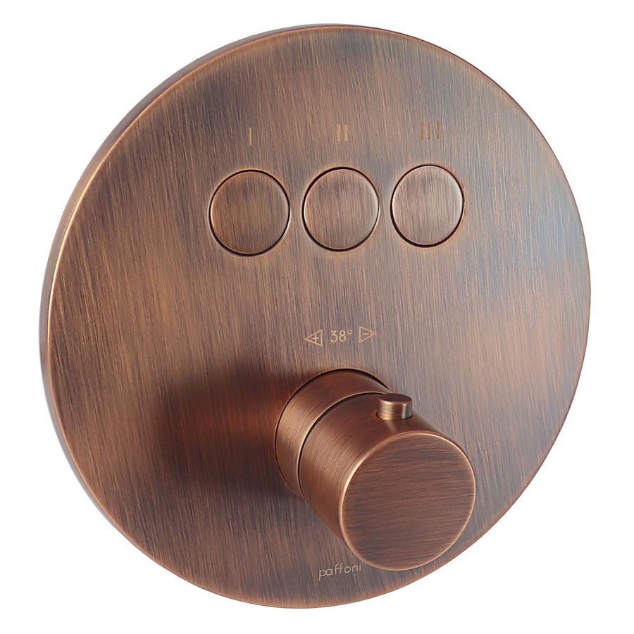 Afbouwdeel CPT019 v. douchemengkraan rond 3 uitgangen thermostatisch geborsteld koper