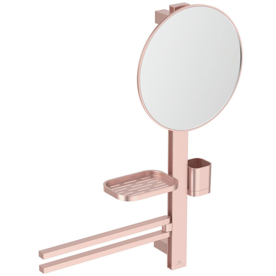 Accessoire bar Alu+ M700 met spiegel rond ø320mm Rose incl. bevestigingsmateriaal