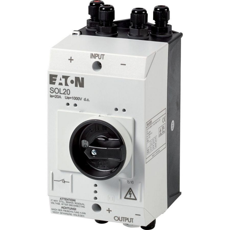 DC-lastscheider 20A inbouw 2 ingangen M12/M16