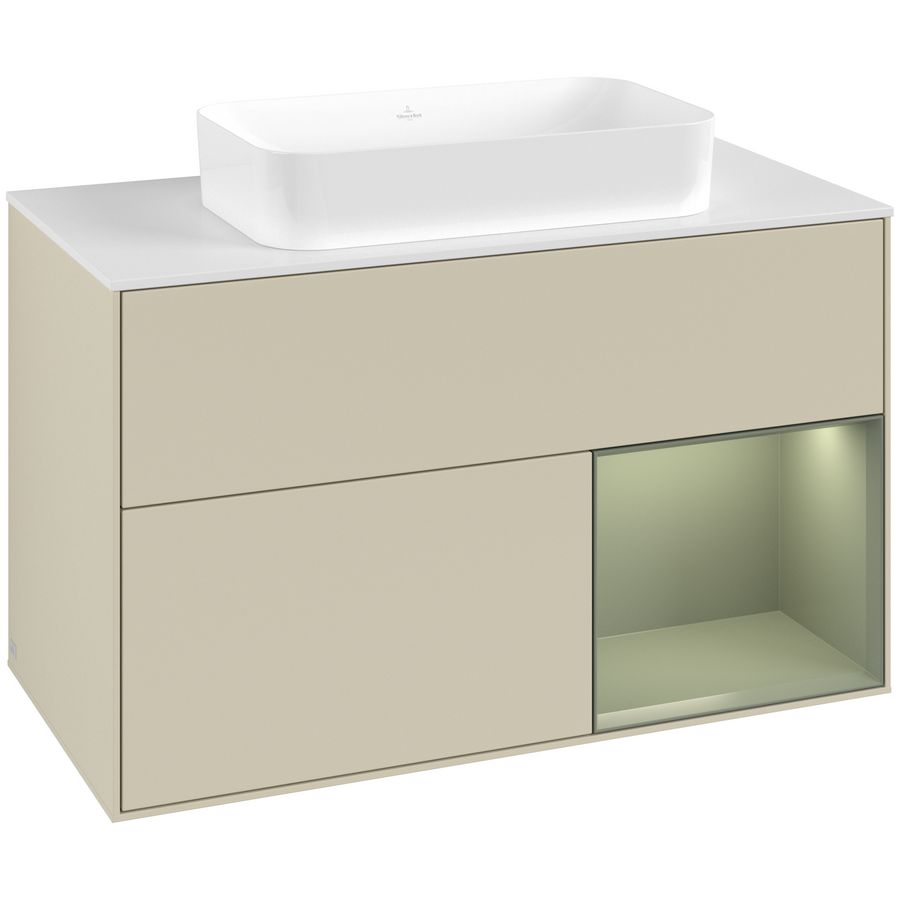Wastafelonderkast Finion 1000x603x501mm S.Grey Matt Lacquer G661GMHJ