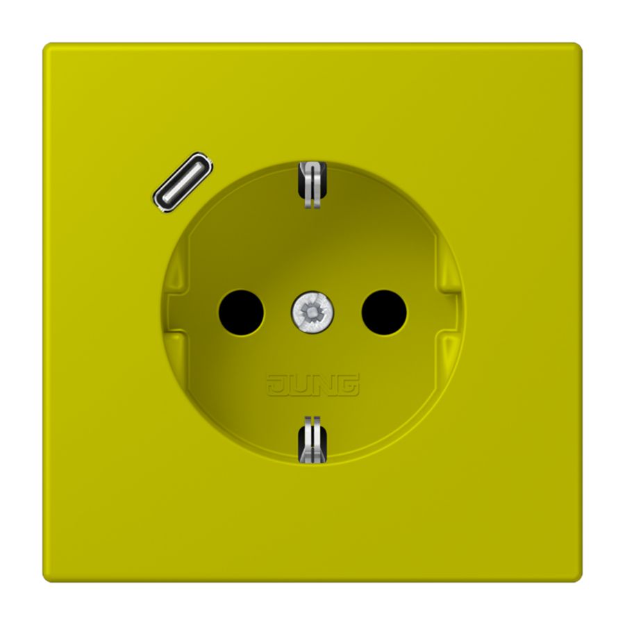 Wandcontactdoos met R/A + lader USB C Saf+ LC4320F groen