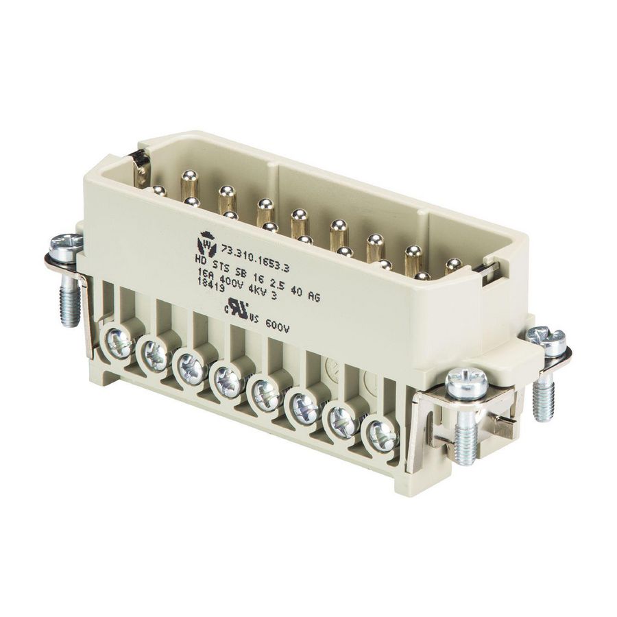 Contactblok binnenwerk STekerdeel 16P +pe schroef VVE=10