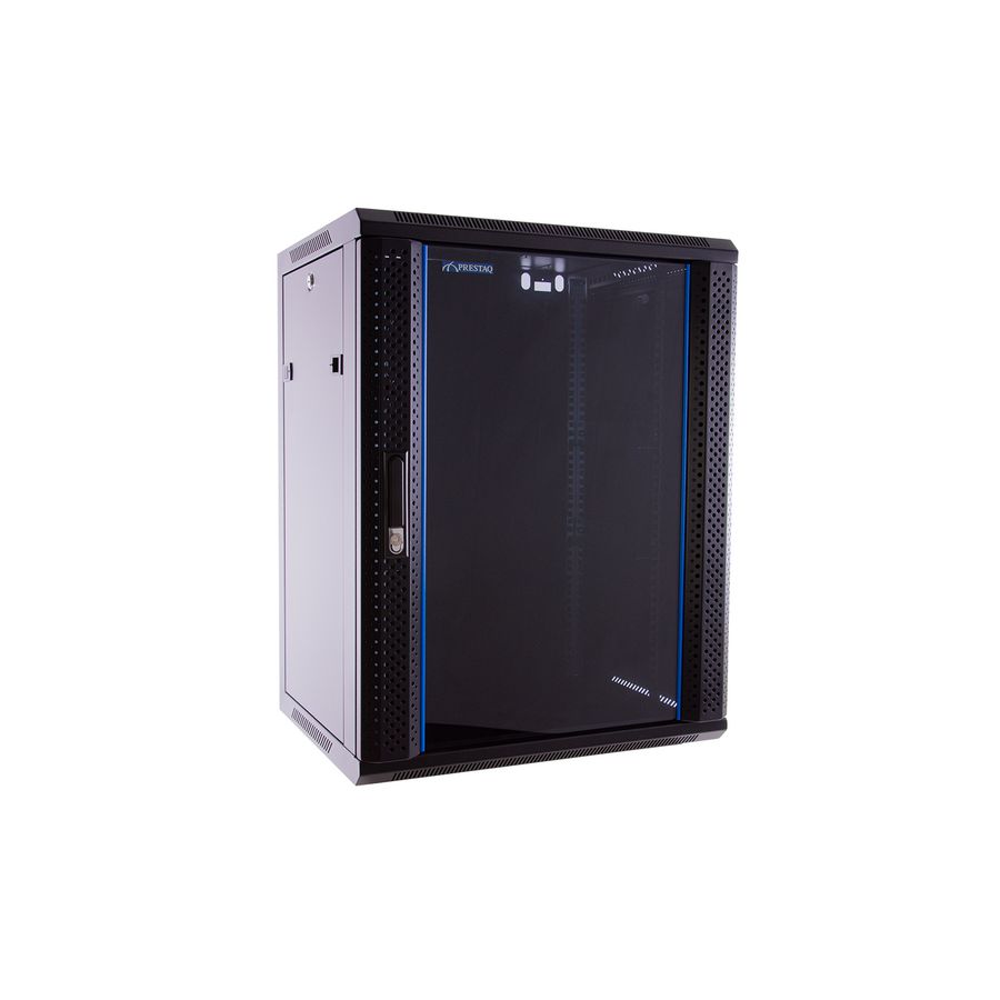 Patchkast wandmontage enkelDeurs 600x600 22U glazen Deur