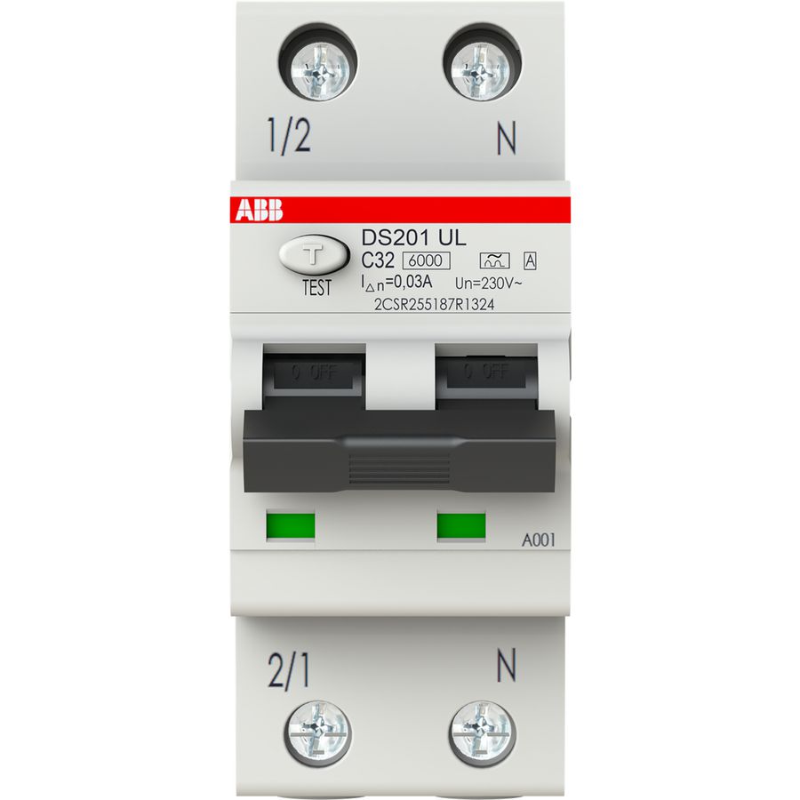 Residual Current Circuitbreaker 1P+N C Char 32A 30mA UL/CSA