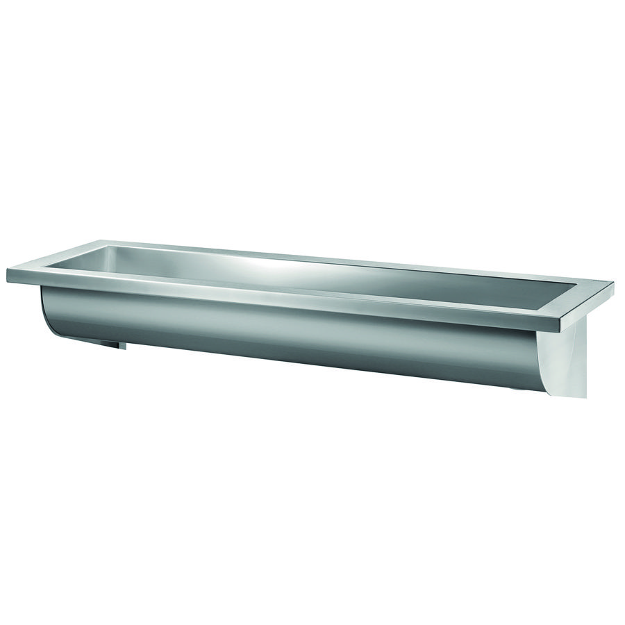 Wastafel L.2400 zonder kraangat afloop rechts RVS 304 mat