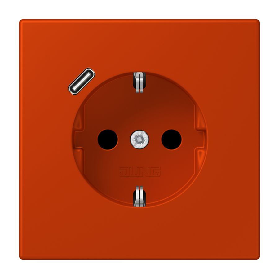 Wandcontactdoos met R/A + lader USB C Saf+ LC4320A rood