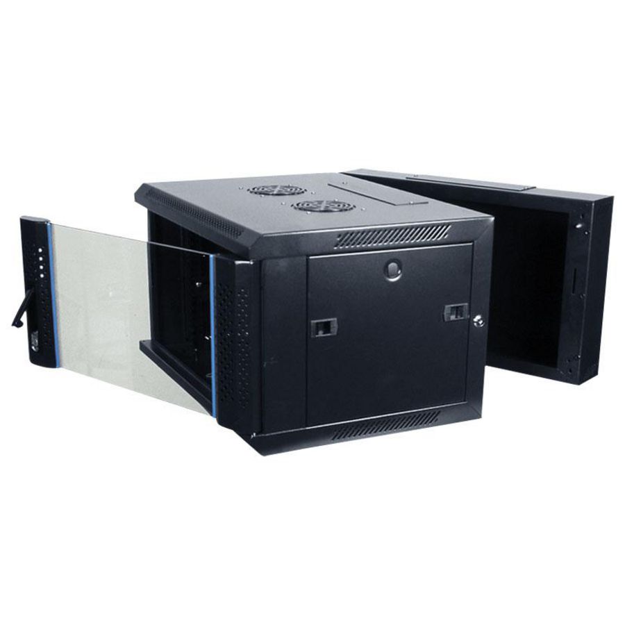 Patchkast 19" wand mont. tweel. D550xB600x15HU rook-glazen