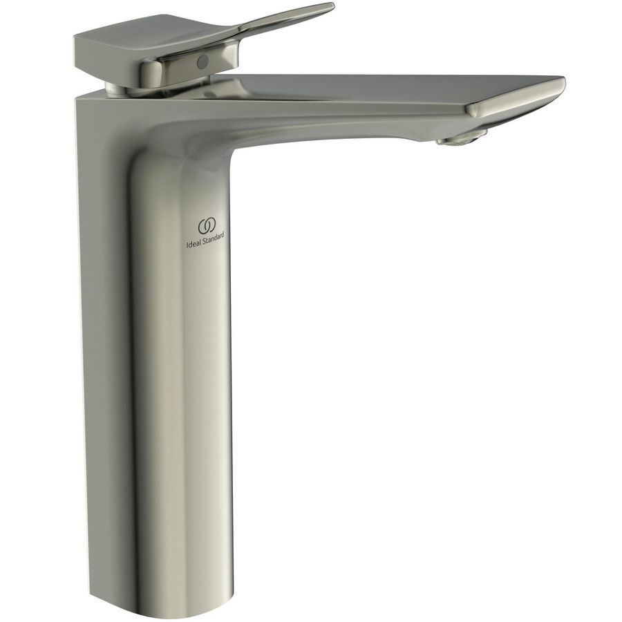 Conca verhoogde wastafelmengkraan met waste silver storm (rvs look)