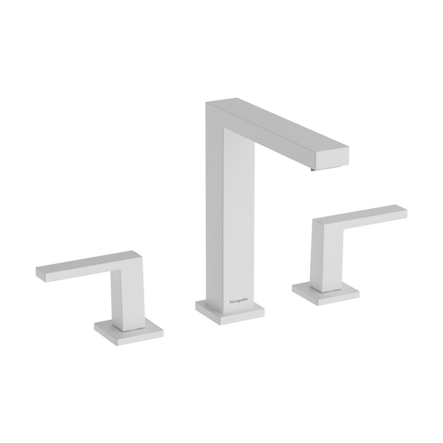 Tecturis E 3-gats wastafelkraan 150 met afvoerplug mat wit