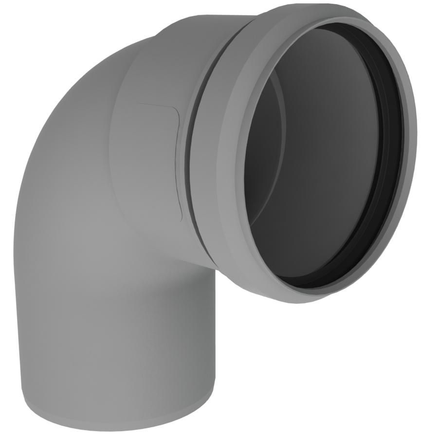 Twinline bocht PP 130mm 90° grijs